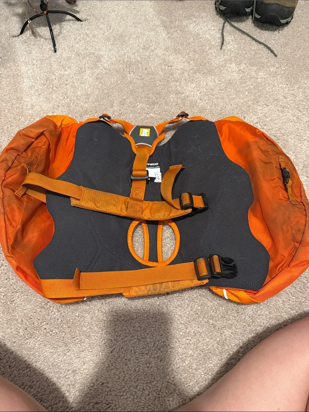 Ruffwear Orange Dog Backpack - Hands-Free Carrying Vest
